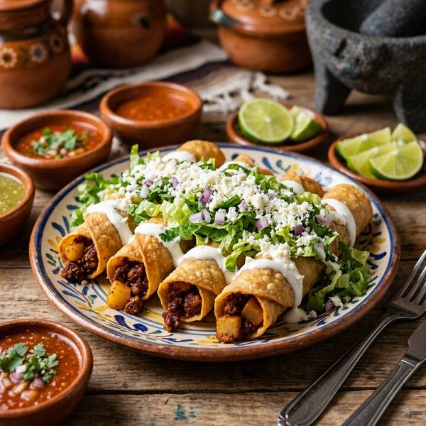 Flautas de Chorizo con Papa