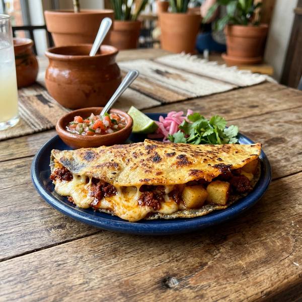 Quesadilla de Papa con Chorizo